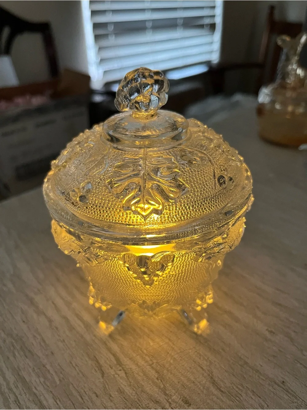 Vintage Harvest Grape Glass Trinket Box Styled as a Fairy Lamp